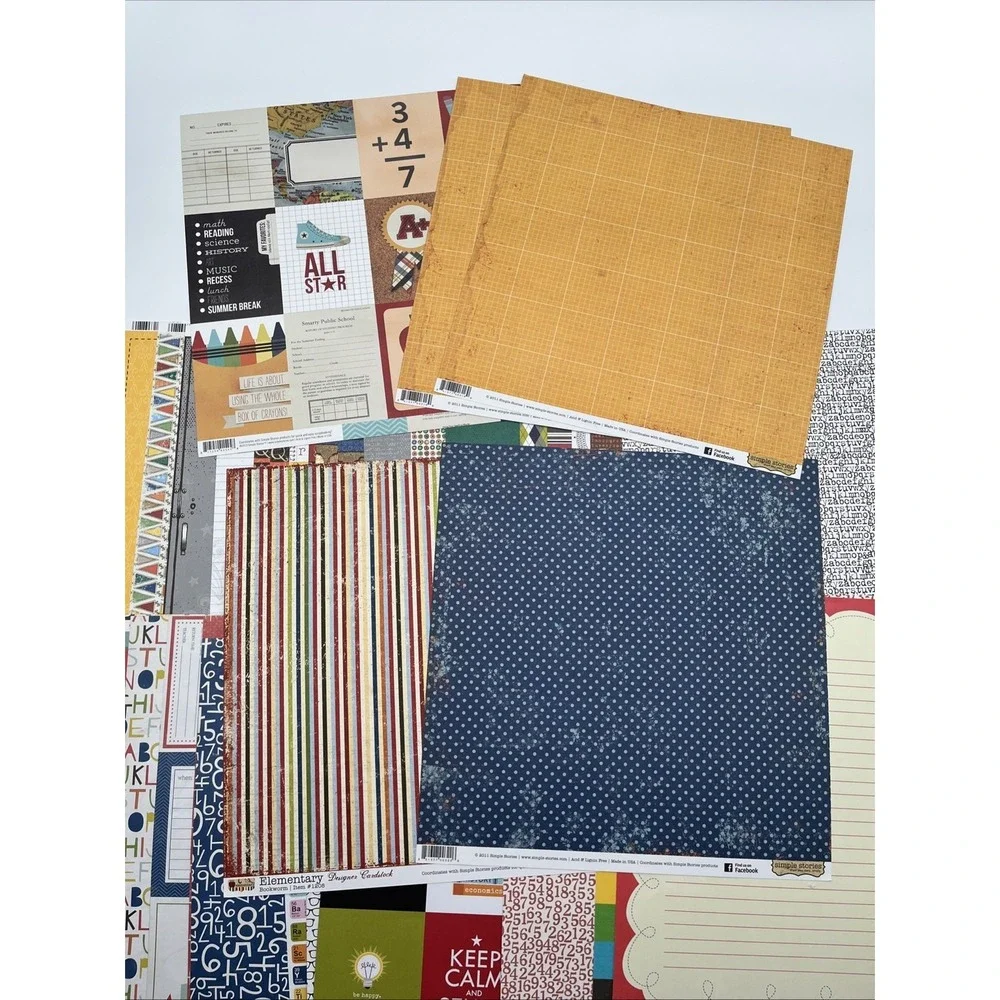 12x12 School Scrapbook Paper Lot Pink Paislee Bella Blvd Simple Stories